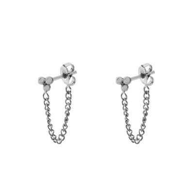 Stud earrings chain dots - silver