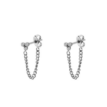 BOUCLES D'OREILLES CLOUS CHAÎNE POIS - ARGENT