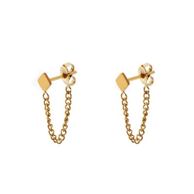 Stud earrings chain diamond - gold