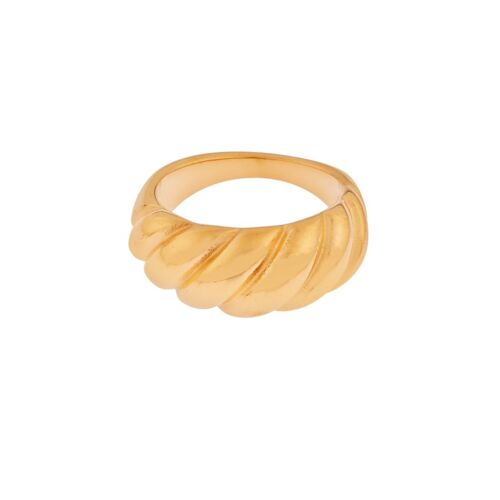 Ring signet croissant - size 16 - gold