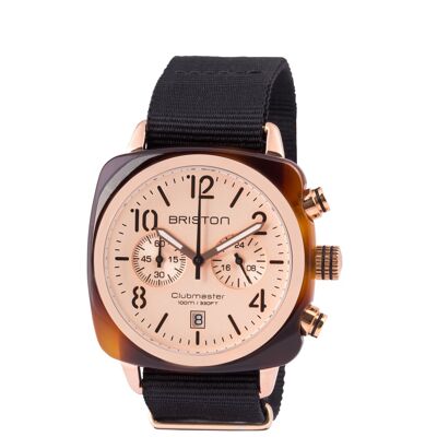 Clubmaster Classic Chrono acetate PVD or rose cadran rose champagne
