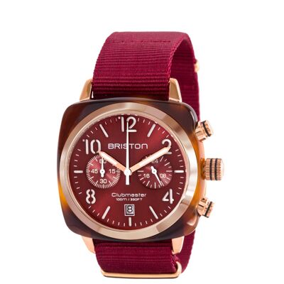 Clubmaster Classic Chrono acetate PVD or rose cadran bordeaux