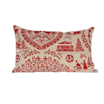 Montagne - Housse coussin en lin poya rouge 30 x 50cm