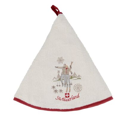 Torchon demi-lune Switzerland vintage crème 70cm