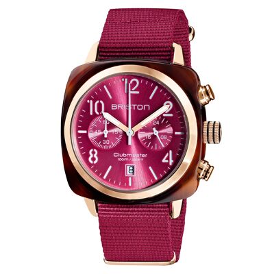 Clubmaster Classic Chrono acetate PVD or rose cadran baie rose