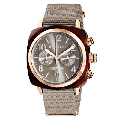 Clubmaster Classic Chrono acetate PVD or rose cadran taupe