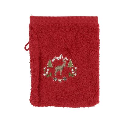 Gant de toilette chamois rouge