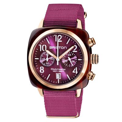 Clubmaster Classic Chrono acetate PVD or rose cadran cardinal