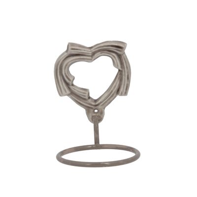 Porte verre à dent coeur nacré gris