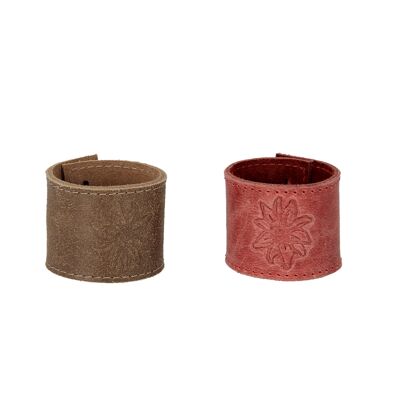 Ronds de serviette cuir edelweiss 2 coloris : rouge et brun