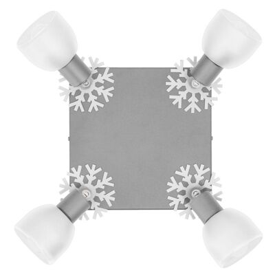 MONTAGNE - Plafonnier 4 spots orientables flocon blanc gris mat