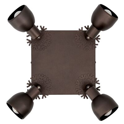 MONTAGNE - Plafonnier 4 spots orientables flocon brun