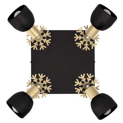 MONTAGNE - Plafonnier 4 spots orientables flocon laiton noir mat