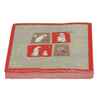 Serviettes papier marmottes - Paquet de 20 serviettes