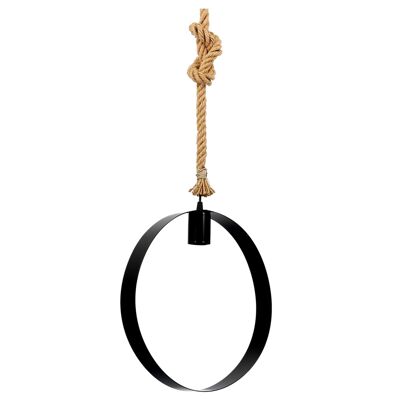 Suspension cercle plat métal corde (sans ampoule)