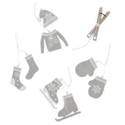 Assortiment 5 suspensions cérusées : moufle/pull/ski/patin/chaussette