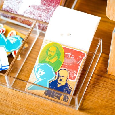 Pack 4 Writer Stickers - Victor Hugo, William Shakespeare, Colette and Remington Typewriter