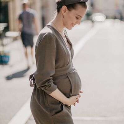 Maternity and nursing jumpsuit Alba khaki