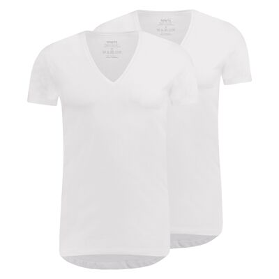 T-shirt diepe V-hals Slim fit 2-Pack