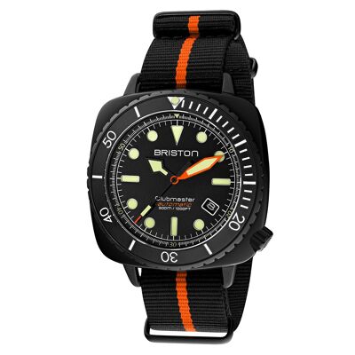 Clubmaster Diver Pro acetate noir mat cadran orange