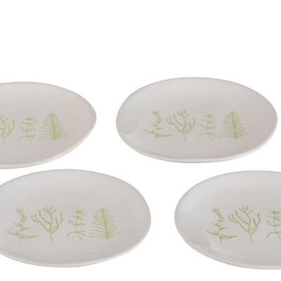 set de 4 platos hierbas ceramica blanco/verde