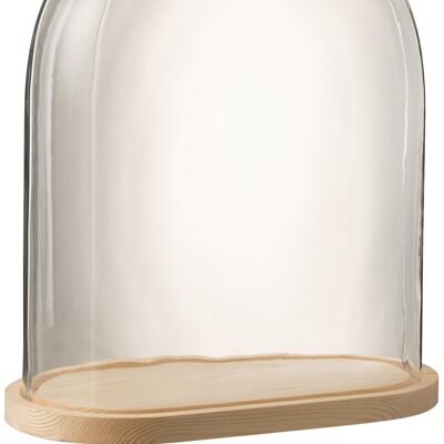 campana oval madera/cristal transparente/natural large