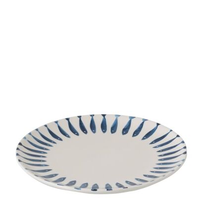 plato redondo peces dolomita blanco/azul small