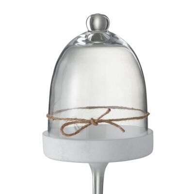 campana + pie decorativo bola cristal/cuerda blanco/transparente