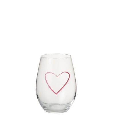 vaso corazon redondo cristal transparente/rosa