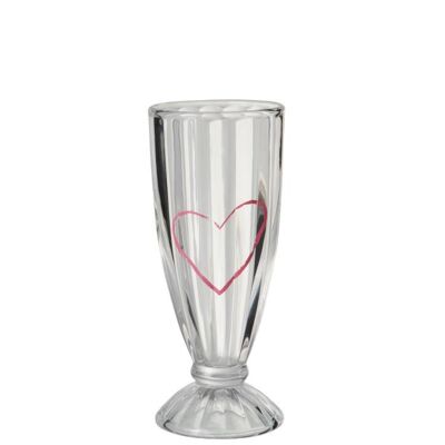 copa milkshake corazon cristal transparente/rosa
