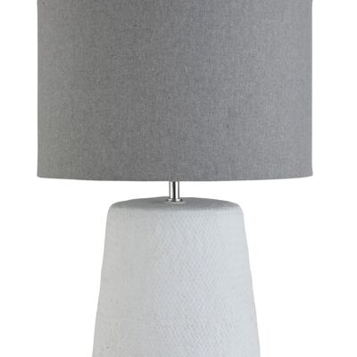 pie de lampara+pantalla trenza fina concreto/algodon blanco large