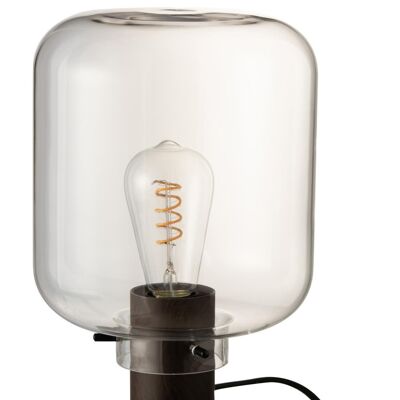 lampara de mesa kiyu vidrio/acero transparante/negro