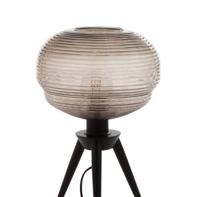 lampara de mesa teri tripod vidrio/madera gris/negro