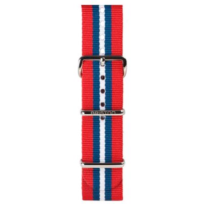 Bracelet nato 20mm rayé rouge bleu blanc