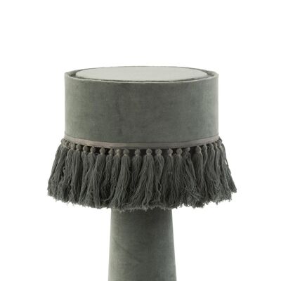 lampara de mesa eve redondo terciopelo algodon verde gris