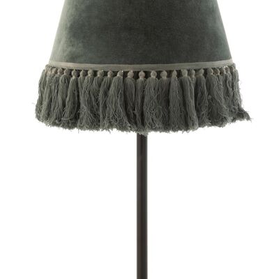 lampara de mesa eve conico terciopelo algodon verde gris