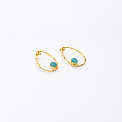 Boucle d'oreille iris turquoise