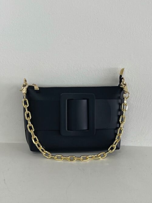 Olivia Black Leather Crossbody Bag