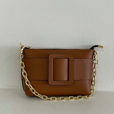 Olivia Cognac Leather Crossbody Bag
