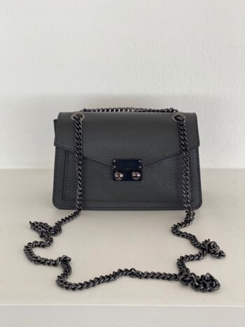 Sac à bandoulière en cuir gris foncé Gigi