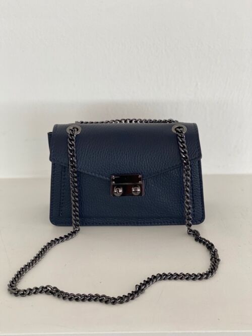 Gigi Dark Blue Leather Crossbody Bag