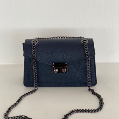 Gigi Dark Blue Leather Crossbody Bag