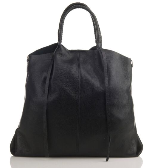 Kendall Black Leather Shopper Bag
