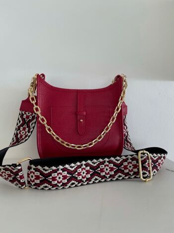 Sac Lugano Cuir Rouge Chaîne Dorée