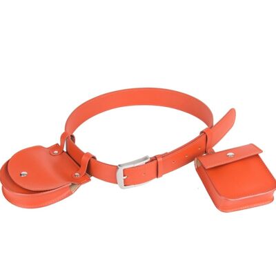 Ceinture de sac de poche orange Savona en cuir véritable