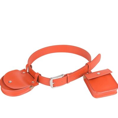 Savona Orange Pocket Bag Belt Real Leather