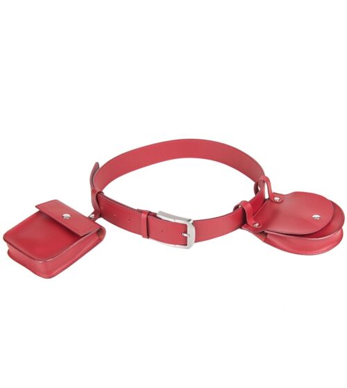 Savona Red Pocket Bag Belt Real Leather