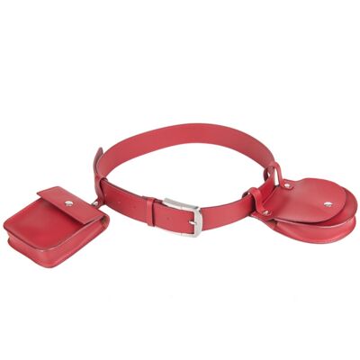 Ceinture de sac de poche rouge Savona en cuir véritable