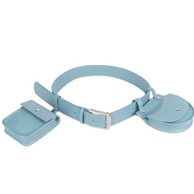 Savona Light Blue Pocket Bag Belt Real Leather