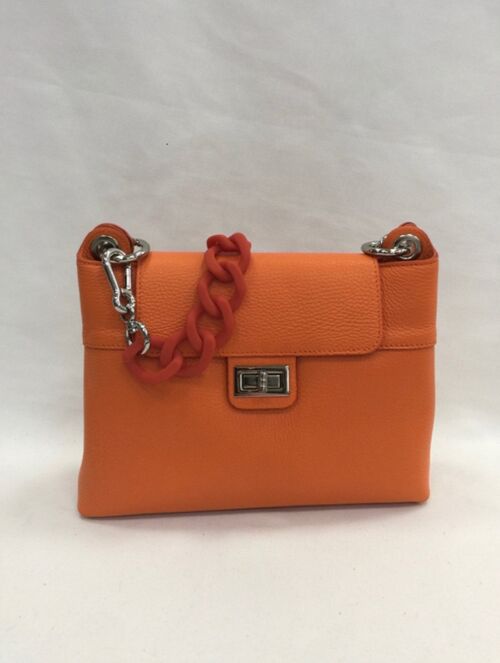 Parma Chain Bag Orange Leather Crossbody